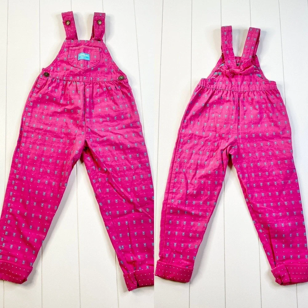 Vintage Oshkosh BGosh Floral Overalls, Size 5, Made in USA